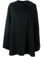 Ermanno Scervino Furry Buckle Detail Cape, Women's, Size: 42, Black, Angora/virgin Wool