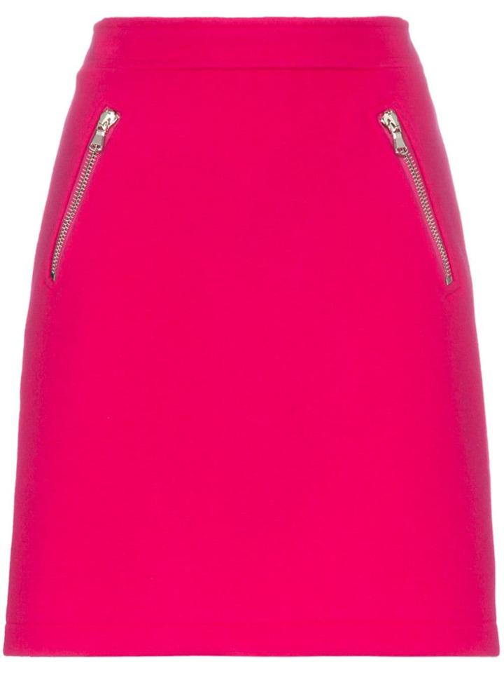 Moschino Mid Rise Zip Pocket Skirt - Pink