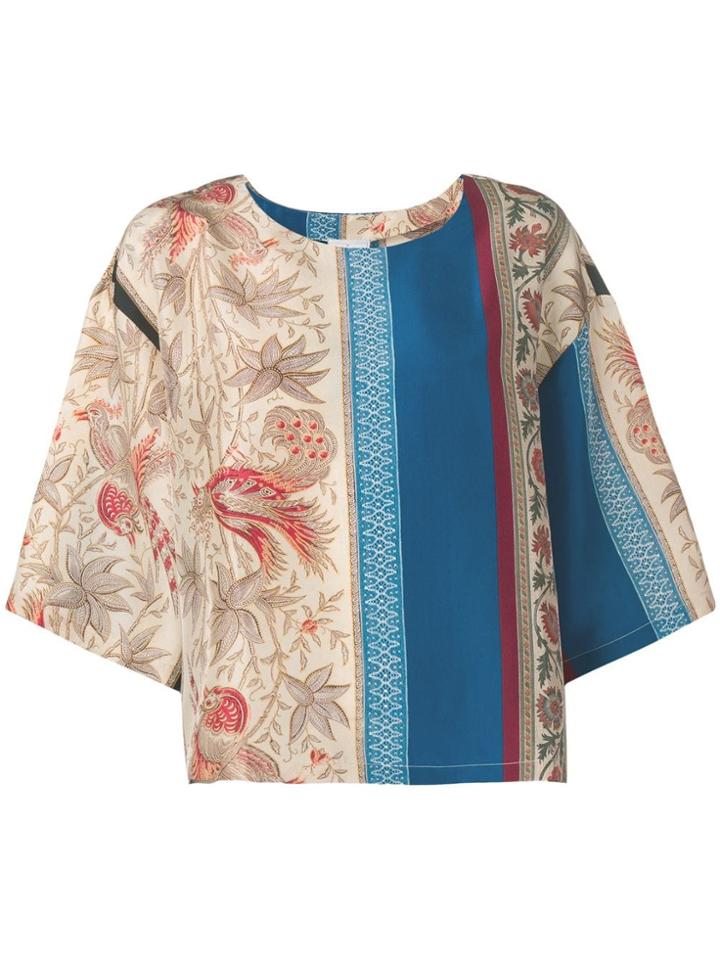 Pierre-louis Mascia Floral Colour-block Blouse - Neutrals