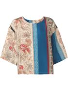 Pierre-louis Mascia Floral Colour-block Blouse - Neutrals