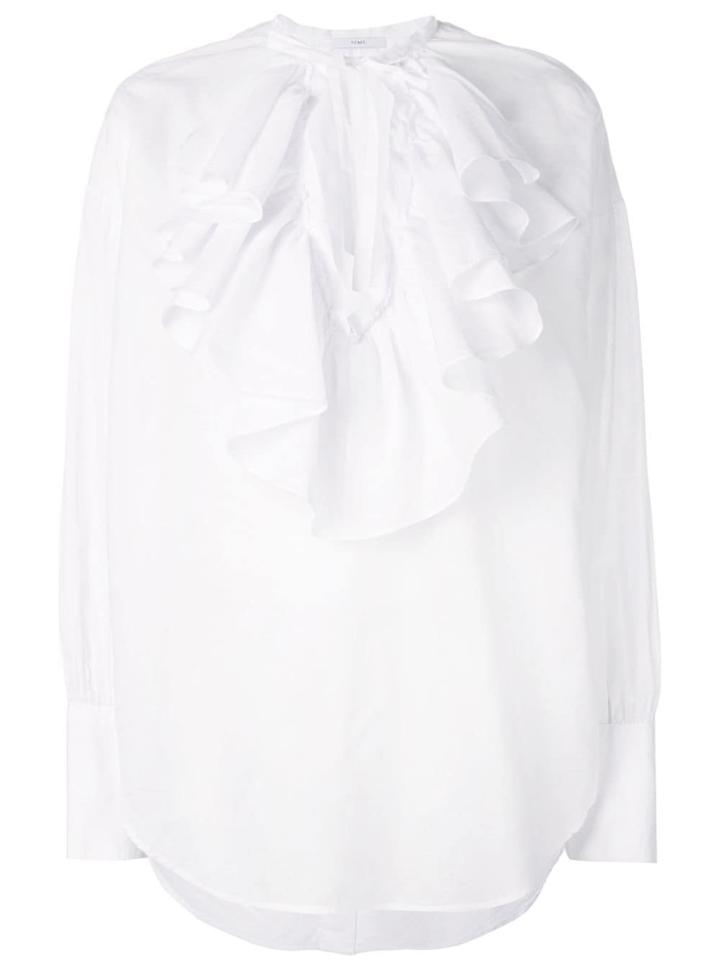 Tome Ruffled Bib Blouse - White