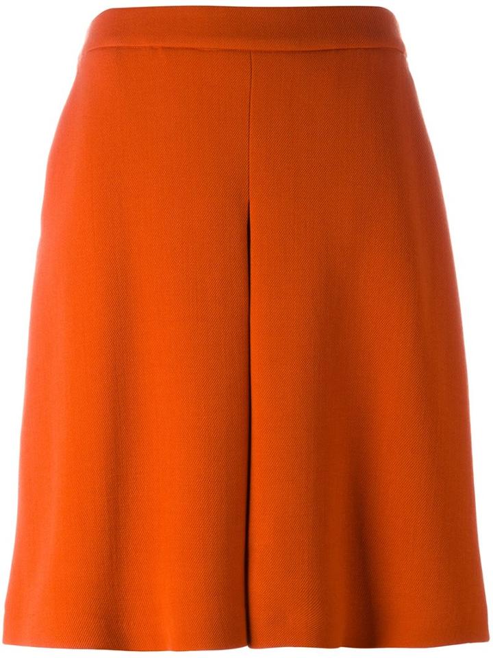 Odeeh A-line Pleated Skirt, Women's, Size: 38, Yellow/orange, Polyester/viscose/virgin Wool