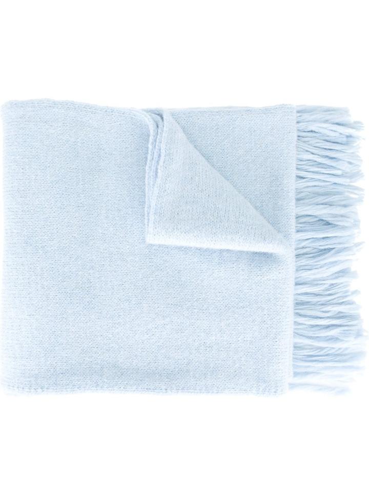 Ami Alexandre Mattiussi Fringed Scarf, Men's, Blue, Polyamide/wool/alpaca