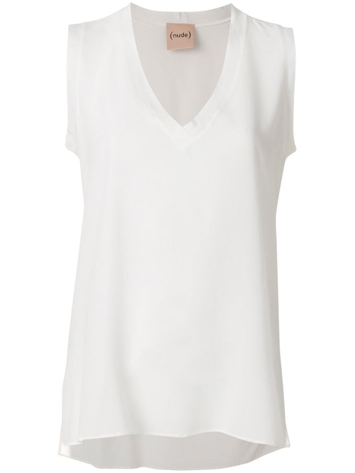 Nude V-neck Vest Top - White