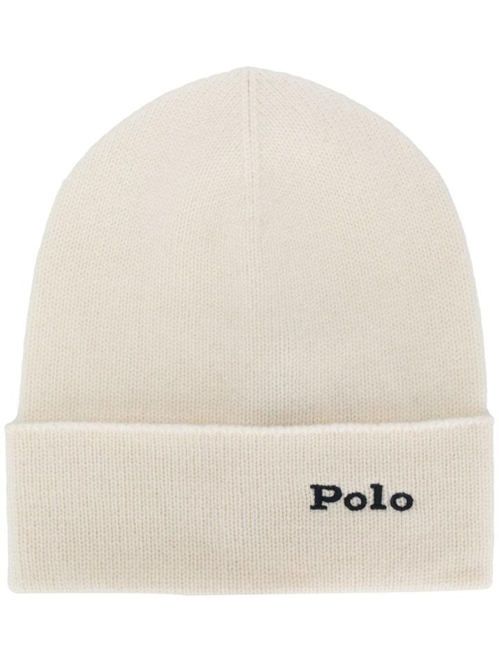 Polo Ralph Lauren Cashmere Logo Embroidery Beanie - White