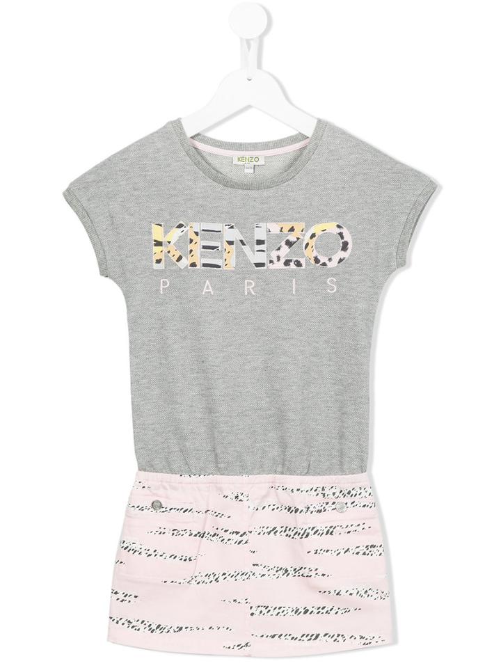 Kenzo Kids Logo Print Dress, Girl's, Size: 6 Yrs, Pink/purple