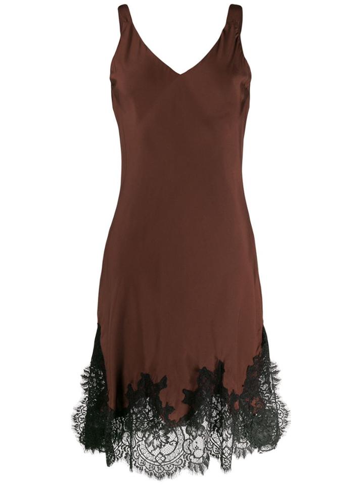 Gold Hawk Midi Lace Slip Dress - Brown