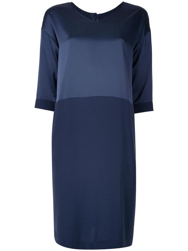 Knott Bi-material Dress - Blue