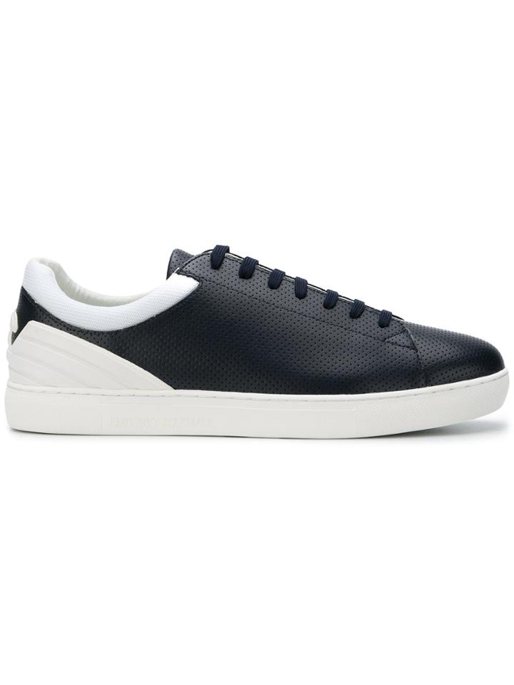 Ea7 Emporio Armani Perforated Texture Lace-up Sneakers - Blue