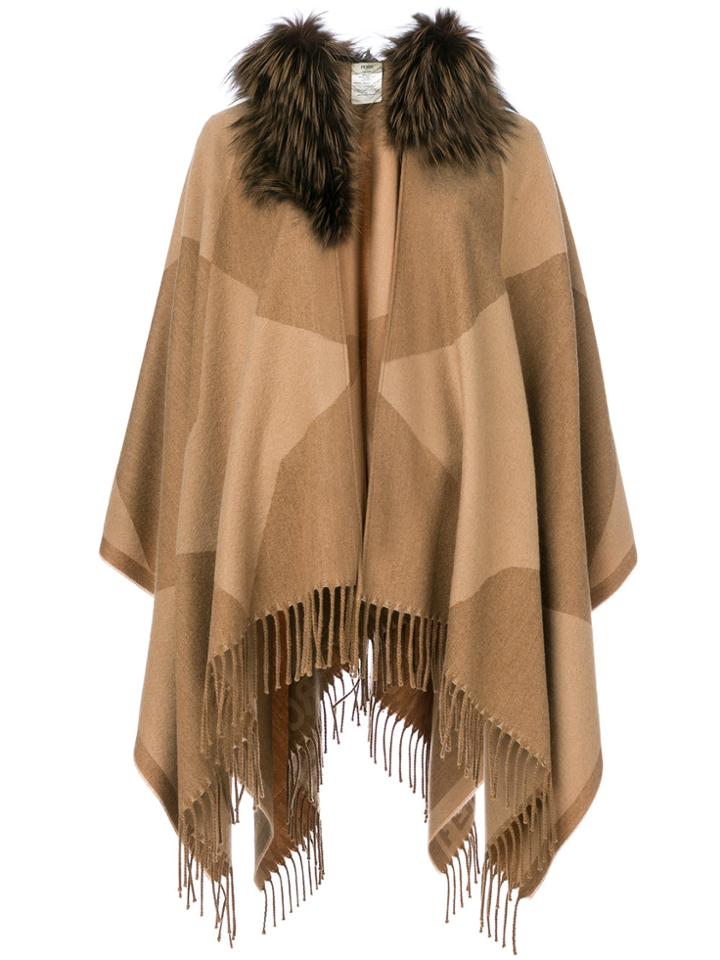 Fendi Fringed Cape - Nude & Neutrals