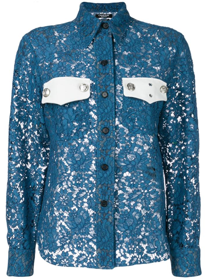 Calvin Klein 205w39nyc Colour-block Lace Shirt - Blue