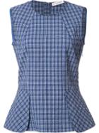 Altuzarra Checked Fitted Top, Women's, Size: 36, Blue, Cotton/spandex/elastane