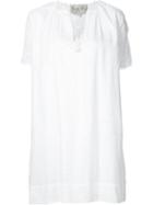 Sea Embroidered Shirt Dress, Women's, Size: 2, White, Cotton