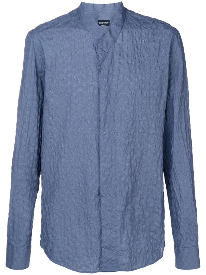 Giorgio Armani V-neck Chevron Shirt - Blue