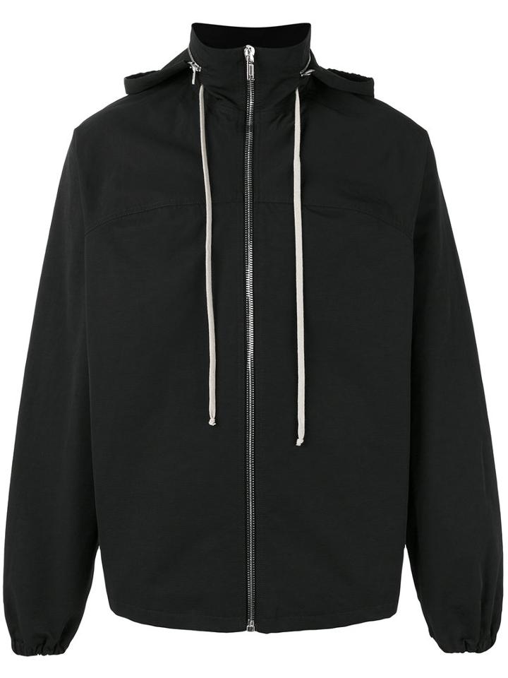 Rick Owens Drkshdw Drawstring Hooded Jacket, Men's, Size: Small, Black, Cotton/polyamide