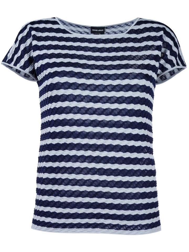 Giorgio Armani Striped Knit Top, Women's, Size: 40, Blue, Viscose