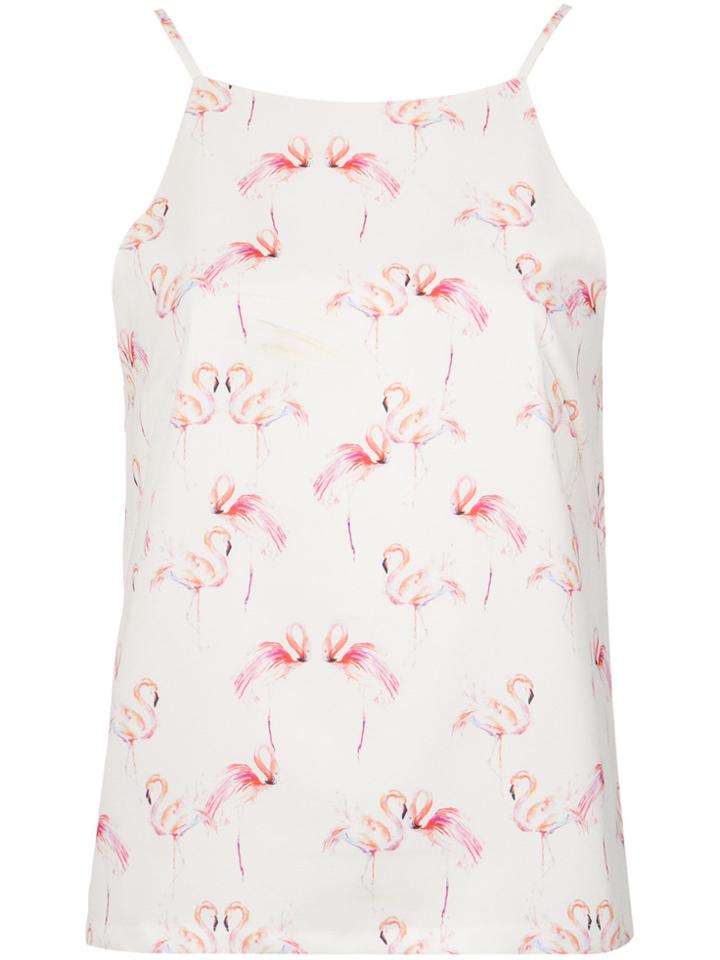 Olympiah Flamingo Print Top - White