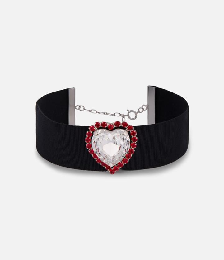 Christopher Kane Swarovskilove Heart Choker Grosgrain Ribbon