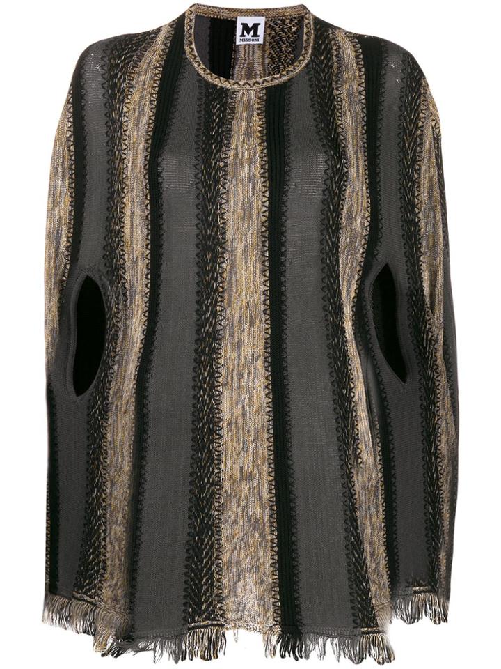 M Missoni Striped Knitted Cape - Black