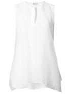 Brunello Cucinelli Neck Placket Sleeveless Tank, Women's, Size: Small, White, Silk/acetate