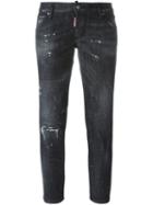 Dsquared2 Deana Jeans, Women's, Size: 42, Black, Cotton/spandex/elastane/calf Leather