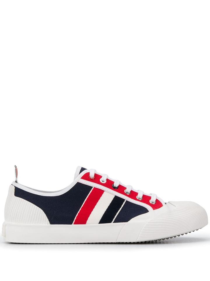Thom Browne Canvas Trainers With Rwb Stripe - Blue