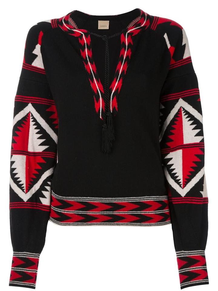 Laneus Aztec Tassel Jumper, Women's, Size: 42, Black, Polyamide/polyester/acetate/wool