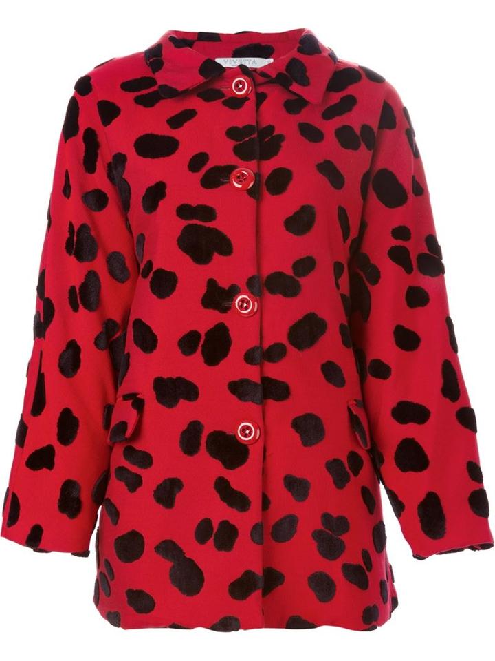 Vivetta Dalmation Spotted Coat, Women's, Size: 40, Red, Viscose/polyester/acetate