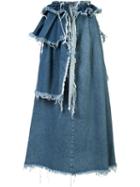 Off-white Frayed Denim Skirt, Women's, Size: Medium, Blue, Cotton