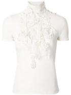 Chanel Pre-owned Embellished Turtleneck Top - White