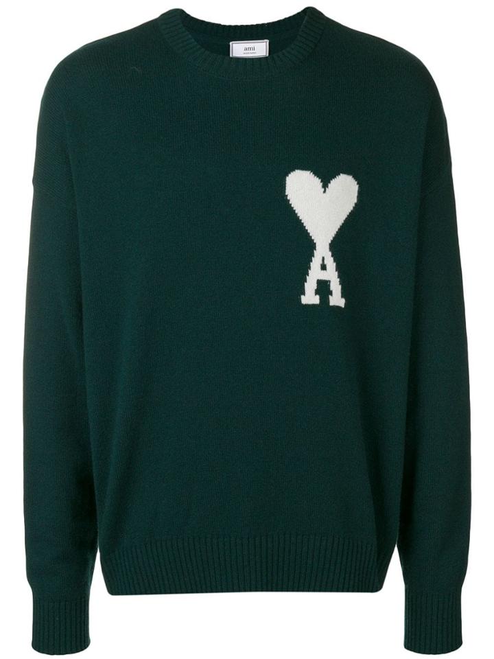 Ami Alexandre Mattiussi Oversized Ami De Coeur Sweater - Green