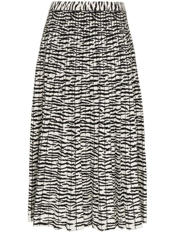 Proenza Schouler Tiger Print Pleated Skirt - Black