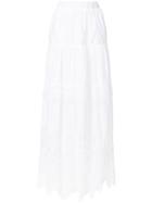 Black Coral Lace Panel Tiered Skirt - White