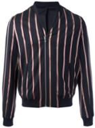 The Kooples Striped Bomber Jacket, Men's, Size: Small, Black, Polyester/wool/spandex/elastane/cotton