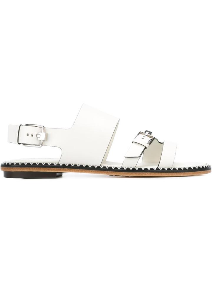 Tod S Buckled Sandals, Women's, Size: 35, White, Calf Leather/leather