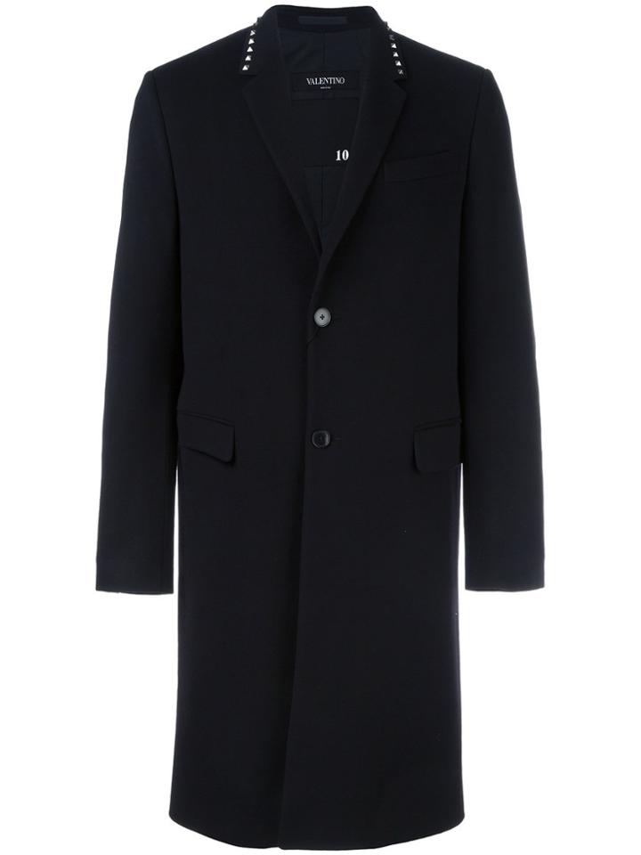 Valentino 'rockstud' Single Breasted Coat - Black
