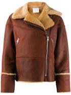 Sandro Paris Fur-trimmed Biker Jacket - Brown