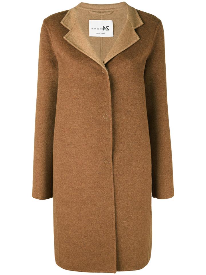 Manzoni 24 Midi Buttoned Coat - Brown