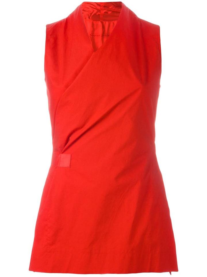 Rick Owens Wrap Vest Blouse, Women's, Size: 42, Red, Cotton/cupro
