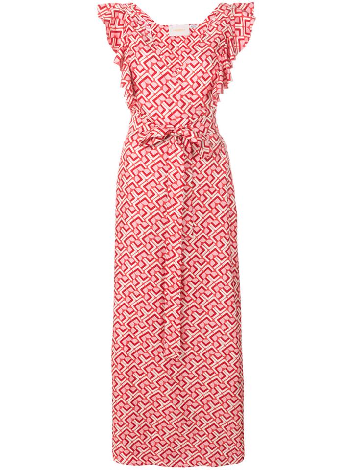 La Doublej Geometric Print Wrap Dress - Pink & Purple
