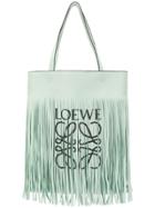 Loewe Calfskin Leather Fringed Tote Bag - Green