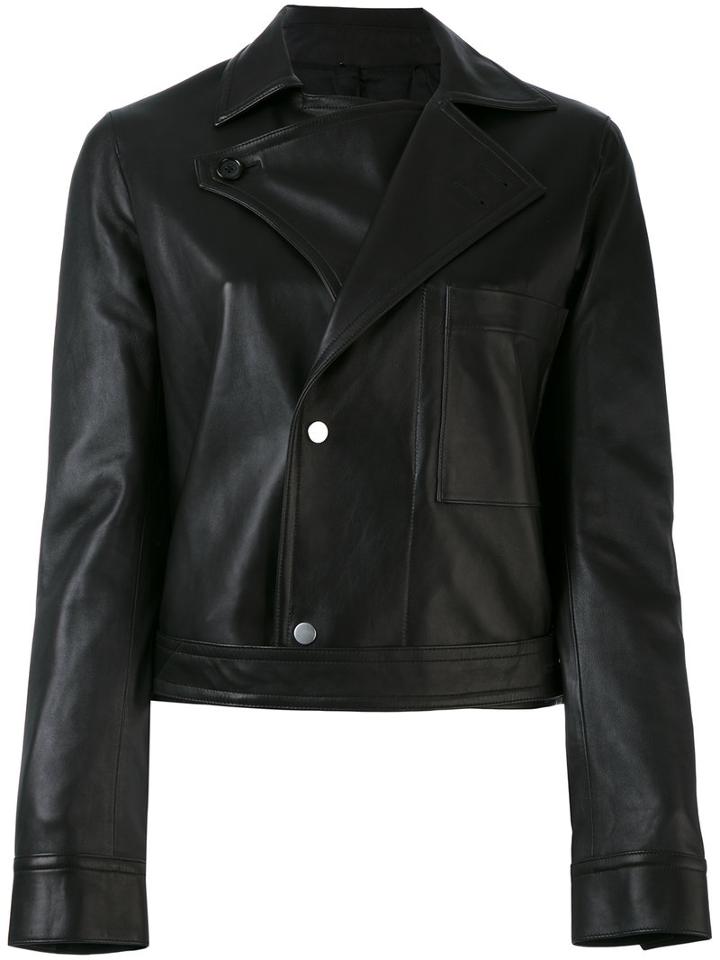 Helmut Lang - Snap Button Jacket - Women - Cotton/leather/cupro - M, Women's, Black, Cotton/leather/cupro