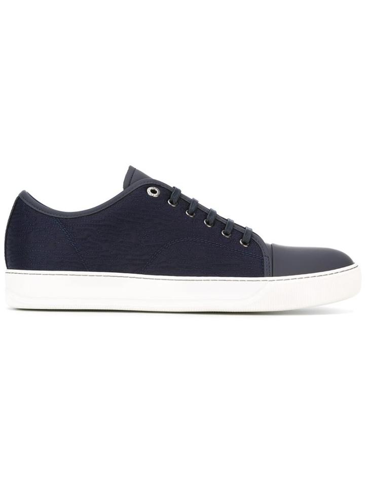 Lanvin Classic Low-top Sneakers, Men's, Size: 10, Blue, Calf Leather/nylon/rubber