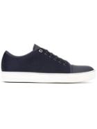 Lanvin Classic Low-top Sneakers, Men's, Size: 10, Blue, Calf Leather/nylon/rubber