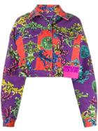 Versace Jeans Couture Baroque Print Denim Jacket - Purple