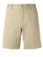 Saint Laurent Stud Embellished Shorts, Men's, Size: 32, Brown, Cotton