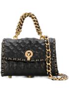 Ermanno Scervino Lace-up Detail Embossed Tote - Black