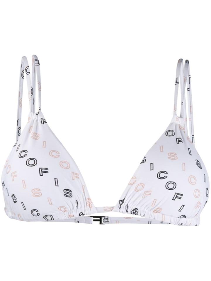 Fisico Logo Print Bikini Top - White