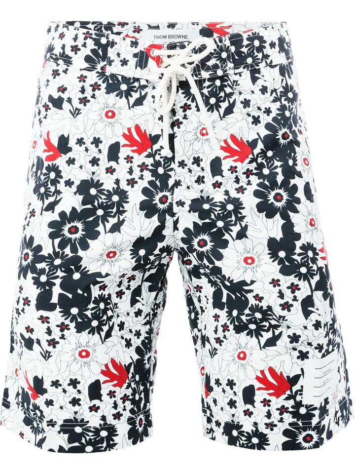 Thom Browne - Floral Print Swim Shorts - Men - Nylon - 4, White, Nylon