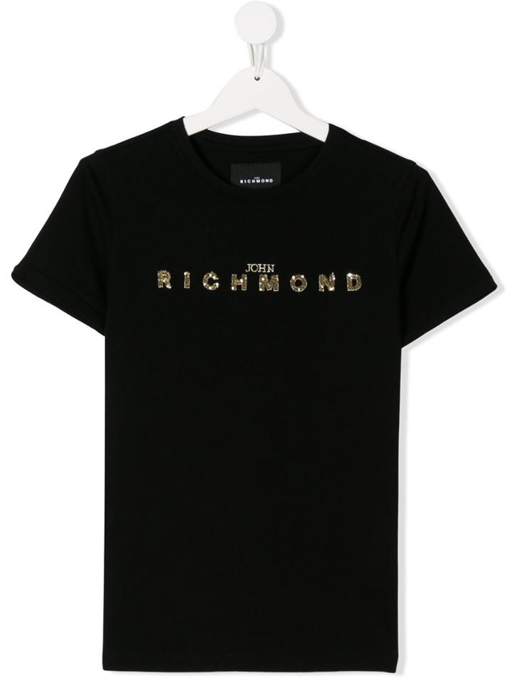 John Richmond Kids Teen Embroidered Logo T-shirt - Black
